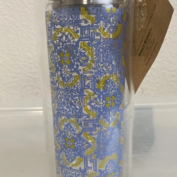 NWT Double Wall Glass Bottle Tea Infuser Flowers 300ml Travel Size World Market - Picture 7 of 7